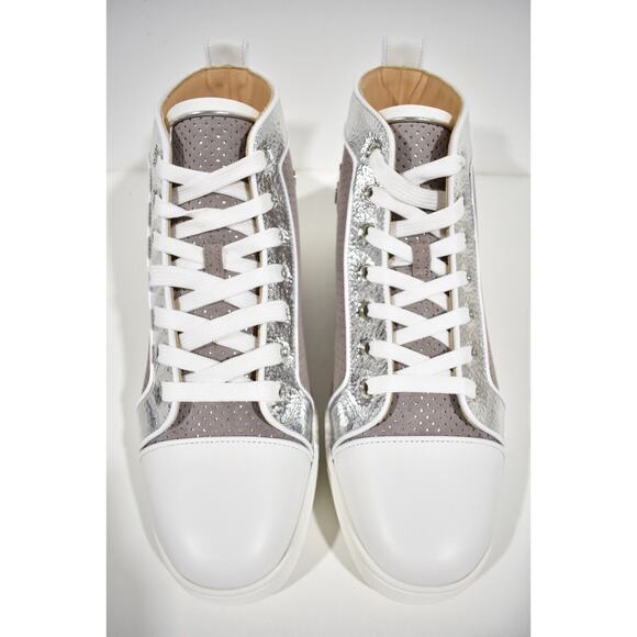 Christian Louboutin Men Louis Orlato Flat Elegant Argento High Top Sneaker 45 12 - Picture 6 of 12